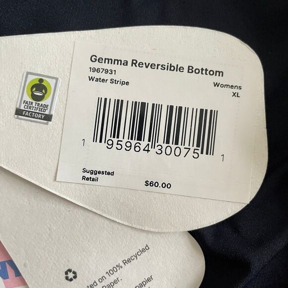 NWT Prana Gemma Reversible Bikini Bottom in Water Stripe - Size: XL - Picture 5 of 8